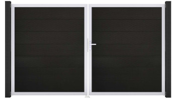 planeo Gardence Grande BPC door - DIN right 2-leaf black co-ex with silver aluminium frame