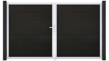 planeo Gardence Grande BPC door - DIN Left 2-leaf Black co-ex with silver aluminium frame