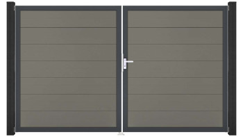 planeo Gardence Grande BPC door - DIN right 2-leaf grey with anthracite aluminium frame
