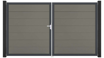 planeo Gardence Grande BPC door - DIN left 2-leaf grey with anthracite aluminium frame