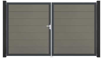 planeo Gardence Grande BPC door - DIN left 2-leaf grey with anthracite aluminium frame