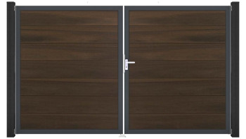 planeo Gardence Grande BPC door - DIN right 2-leaf walnut co-ex with anthracite aluminium frame