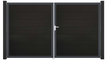 planeo Gardence Grande BPC door - DIN right 2-leaf black co-ex with anthracite aluminium frame