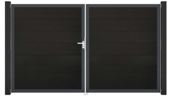 planeo Gardence Grande BPC door - DIN Left 2-leaf Black co-ex with anthracite aluminium frame
