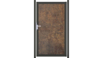 planeo Premo - HPL privacy screen door rust look with anthracite aluminium frame