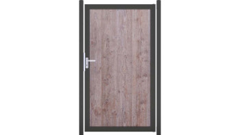 planeo Premo - HPL privacy screen door wood look with anthracite aluminium frame