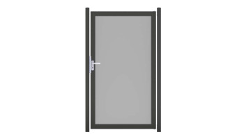 planeo Premo - HPL privacy gate Uni Grey with anthracite aluminium frame