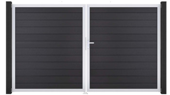 planeo Gardence BPC door - DIN right 2-leaf anthracite grey with silver aluminium frame