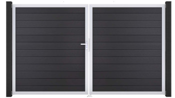 planeo Gardence BPC door - DIN left 2-leaf anthracite grey with silver aluminium frame