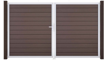 planeo Gardence BPC door - DIN left 2-leaf Terra with silver aluminium frame