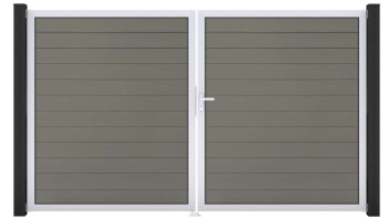 planeo Gardence BPC door - DIN right 2-leaf grey with silver aluminium frame