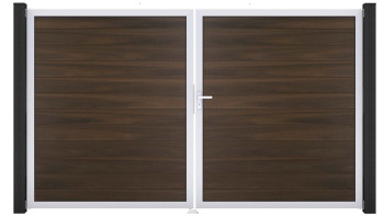 planeo Gardence BPC door - DIN right 2-leaf walnut co-ex with silver aluminium frame