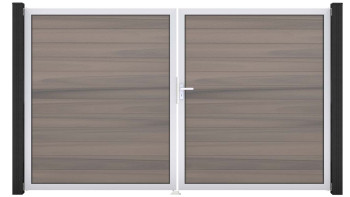 planeo Gardence BPC door - DIN right 2-leaf Bi-Color co-ex with silver aluminium frame