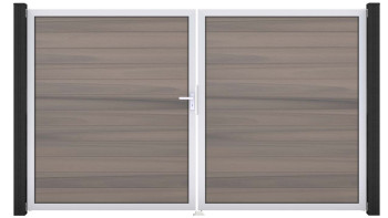planeo Gardence BPC door - DIN left 2-leaf Bi-Color co-ex with silver aluminium frame