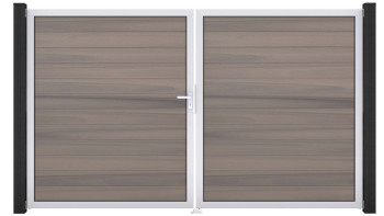 planeo Gardence BPC door - DIN left 2-leaf Bi-Color co-ex with silver aluminium frame