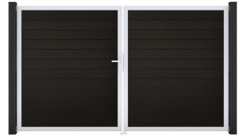 planeo Gardence BPC door - DIN Left 2-leaf Black co-ex with silver aluminium frame