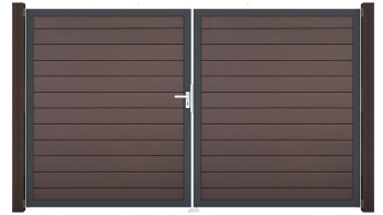 planeo Gardence BPC door - DIN left 2-leaf Terra with anthracite aluminium frame