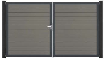 planeo Gardence BPC door - DIN left 2-leaf grey with anthracite aluminium frame