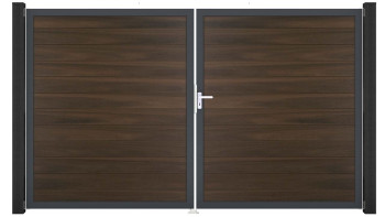 planeo Gardence BPC door - DIN right 2-leaf walnut co-ex with anthracite aluminium frame