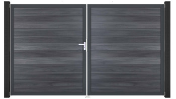 planeo Gardence BPC door - DIN left 2-leaf stone grey co-ex with anthracite aluminium frame