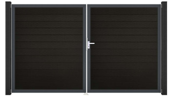 planeo Gardence BPC door - DIN right 2-leaf black co-ex with anthracite aluminium frame