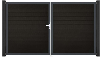 planeo Gardence BPC door - DIN left 2-leaf black co-ex with anthracite aluminium frame