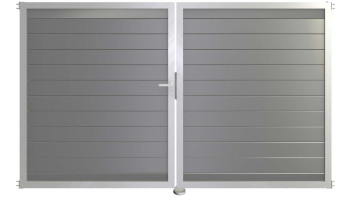 planeo Gardence aluminium door - DIN left 2-leaf silver grey with silver aluminium frame