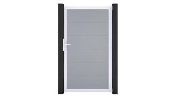 planeo Basic - PVC plug-in fence universal gate silver grey with aluminium frame in silver | EV1 100 x 180 cm