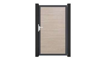 planeo Basic - PVC plug-in fence universal gate Sheffield Oak with aluminium frame in anthracite | DB703 100 x 180 cm