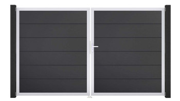 planeo Gardence PVC door - DIN right 2-leaf anthracite with silver aluminium frame