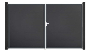 planeo Gardence PVC door - DIN right 2-leaf anthracite with anthracite aluminium frame