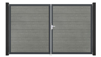 planeo Gardence PVC door - DIN right 2-leaf Grey Ash Cut with anthracite aluminium frame