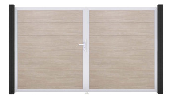 planeo Gardence PVC door - DIN left 2-leaf Sheffield Oak with silver aluminium frame