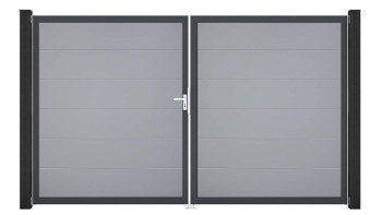 planeo Gardence PVC door - DIN left 2-leaf silver grey with anthracite aluminium frame