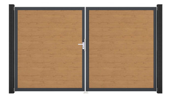 planeo Gardence PVC door - DIN left 2-leaf natural aspen oak with anthracite aluminium frame