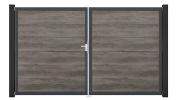 planeo Gardence PVC door - DIN left 2-leaf Monument Oak with anthracite aluminium frame