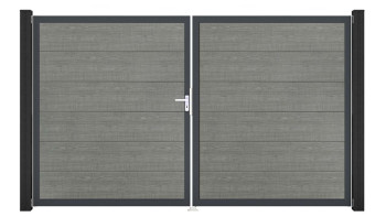 planeo Gardence PVC door - DIN left 2-leaf Grey Ash Cut with anthracite aluminium frame