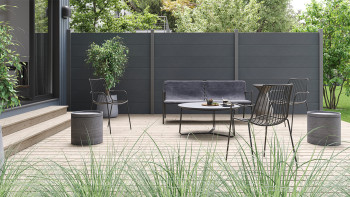 planeo Basic - PVC Plug-in Fence Square Anthracite Grey 180 x 180 cm