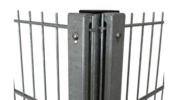 Privacy corner post type WSP Hot-dip galvanised for double bar fence - fence height 2030 mm