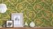 Vinyl wallpaper green classic vintage country house ornaments pictures Versace 4 926