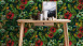 Vinyl wallpaper Greenery A.S. Création country style hibiscus plants green blue red 165
