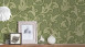 textile thread wallpaper green vintage flowers & nature tessuto 904