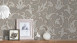 textile thread wallpaper grey vintage flowers & nature tessuto 906
