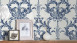 Textile thread wallpaper blue classic vintage country house ornaments flowers & nature tessuto 2 964
