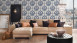 Textile thread wallpaper blue classic vintage country house ornaments flowers & nature tessuto 2 964