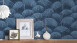 Textile thread wallpaper blue classic vintage flowers & nature ornaments Tessuto 2 983