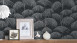 Textile thread wallpaper black classic vintage flowers & nature ornaments Tessuto 2 984